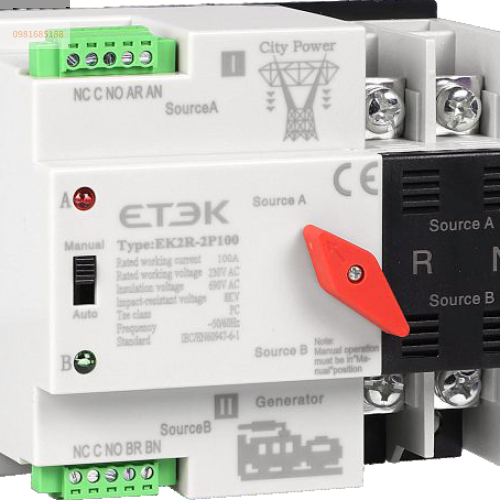 Bộ chuyển nguồn ATS ETEK 100A 2P EK2R-2P100