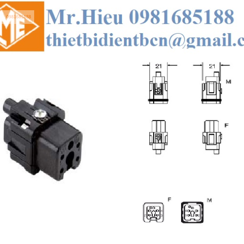 Ruột giắc cắm 4 cực + 1 PE màu đen CKF 04 N ILME DAI LY VIET NAM