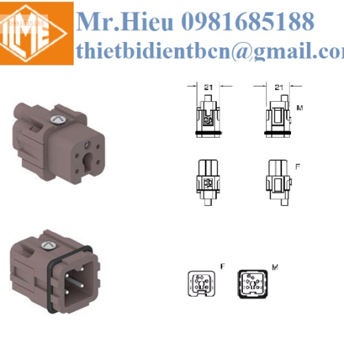 Ruột giắc cắm chịu nhiệt đọ cao 4 cực + PE CKF 04 RY/ CKM 04 RY ILME