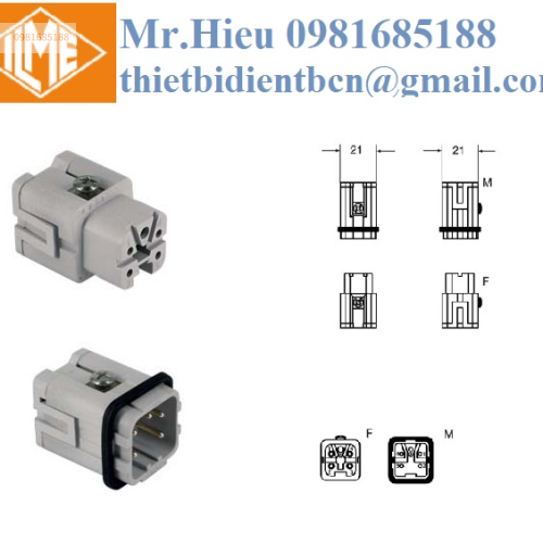 Ruột giắc cắm loại nhấn 4 chân + 1 PE CKSF 04/ CKSM 04 ILME