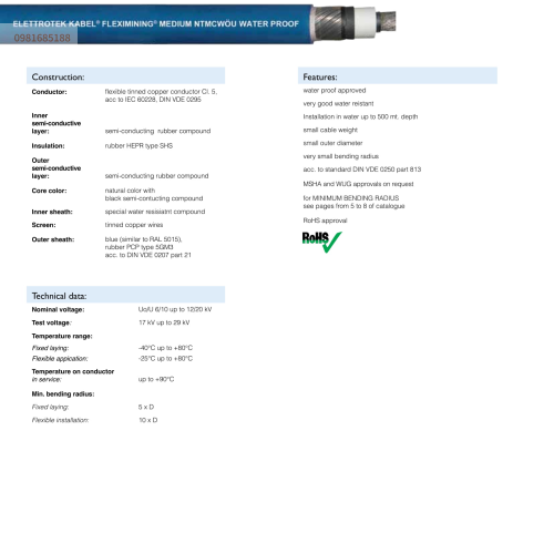 FLEXIMINING MEDIUM NTMCWÖU WATER PROOF 6/10 kV up to 12/20 kV