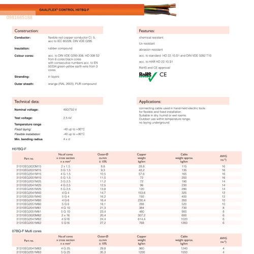 GAALFLEX CONTROL H07BQ-F