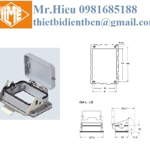 Giắc cắm 48 chân CHI 48 LS | vỏ giắc cắm 48 chân ILME CHI 48 LS