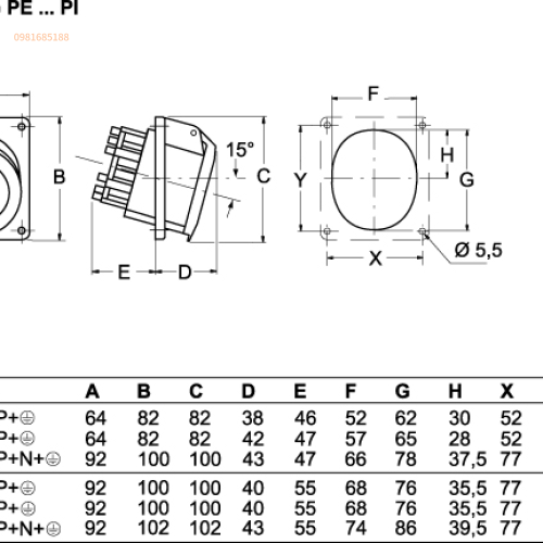 Phích cắm ILME - PE 1693 PI